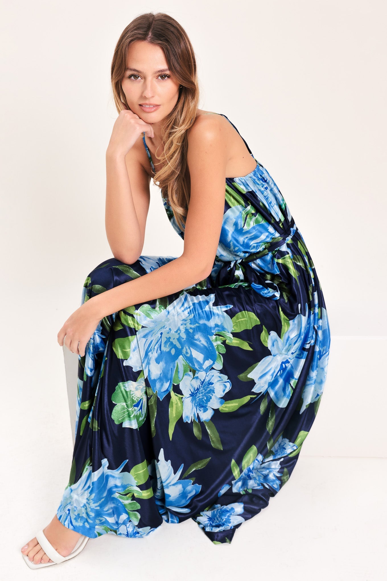 ELEGANT BLOSSOM WOVEN MAXI DRESS - Flying Tomato - Flyclothing LLC