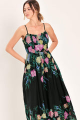 SHADOW FLORAL WOVEN MIDI DRESS - Flying Tomato - Flyclothing LLC