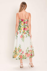 SHADOW FLORAL WOVEN MIDI DRESS - Flying Tomato - Flyclothing LLC