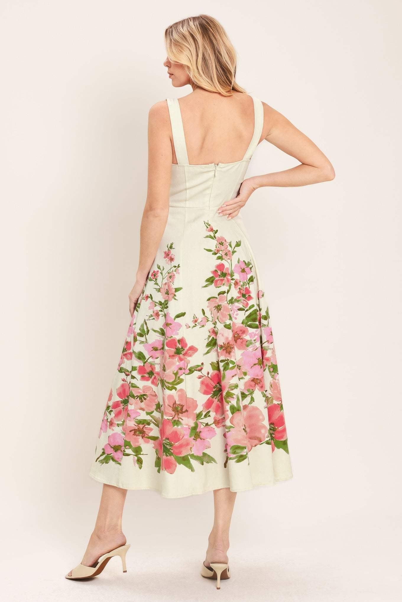 BLOSSOM WHISPER WOVEN MIDI DRESS