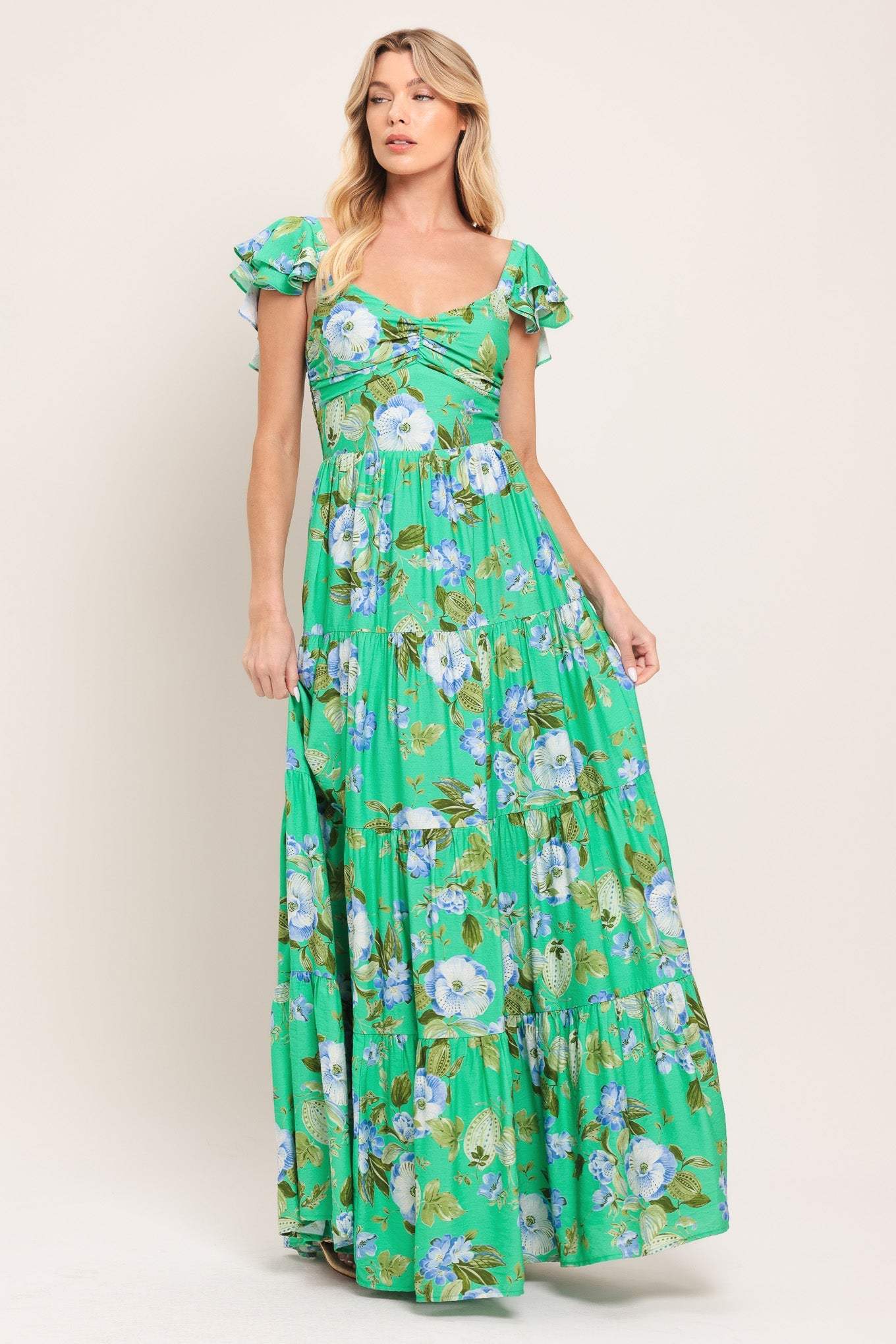 FRESH BLOSSOM WOVEN MAXI DRESS - Flying Tomato - Flyclothing LLC