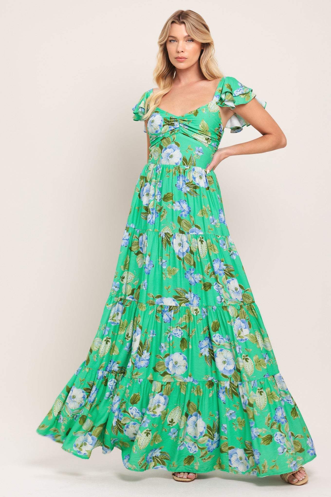 FRESH BLOSSOM WOVEN MAXI DRESS - Flying Tomato - Flyclothing LLC