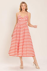 BOARDWALK STRIPE WOVEN MIDI DRESS