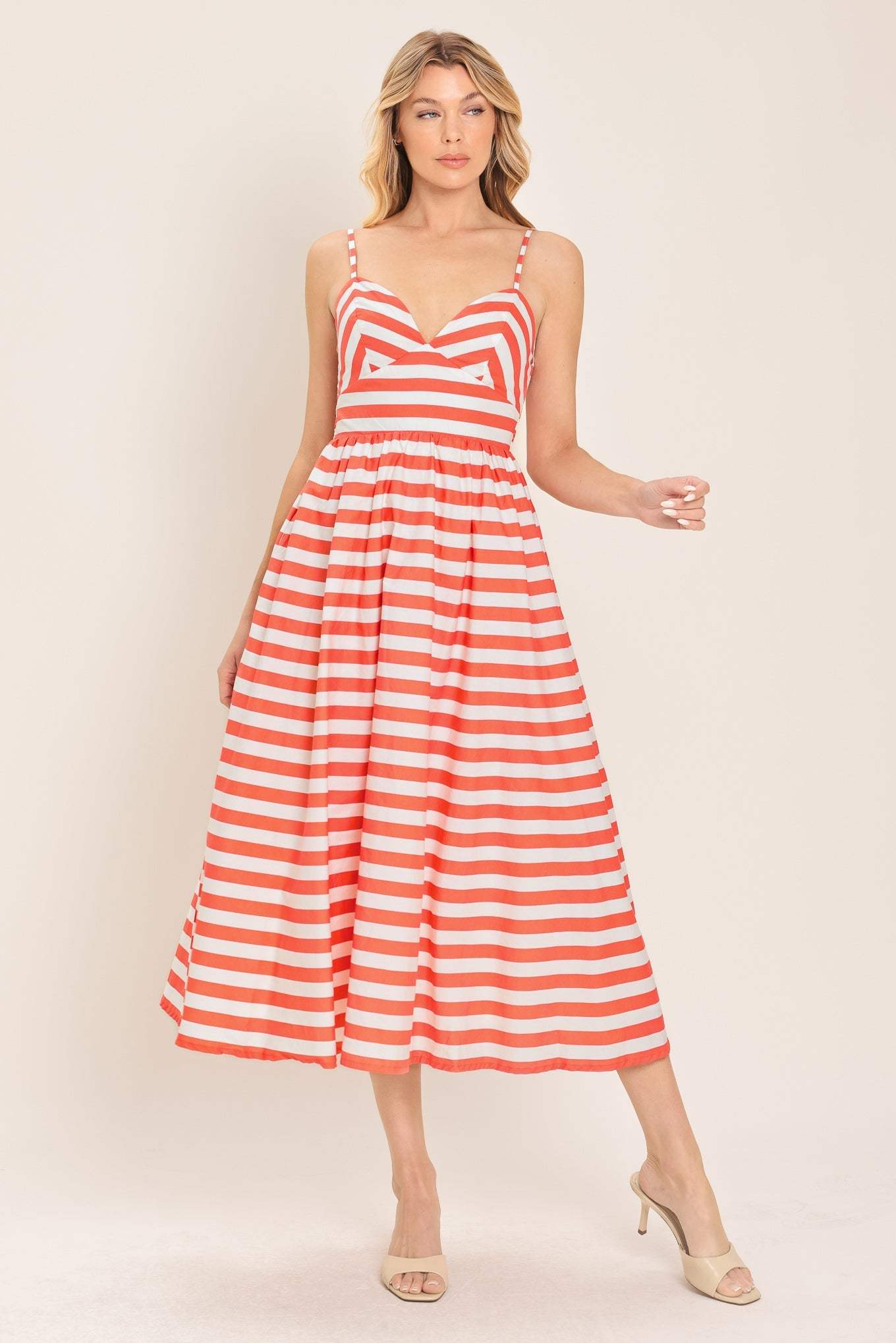 BOARDWALK STRIPE WOVEN MIDI DRESS