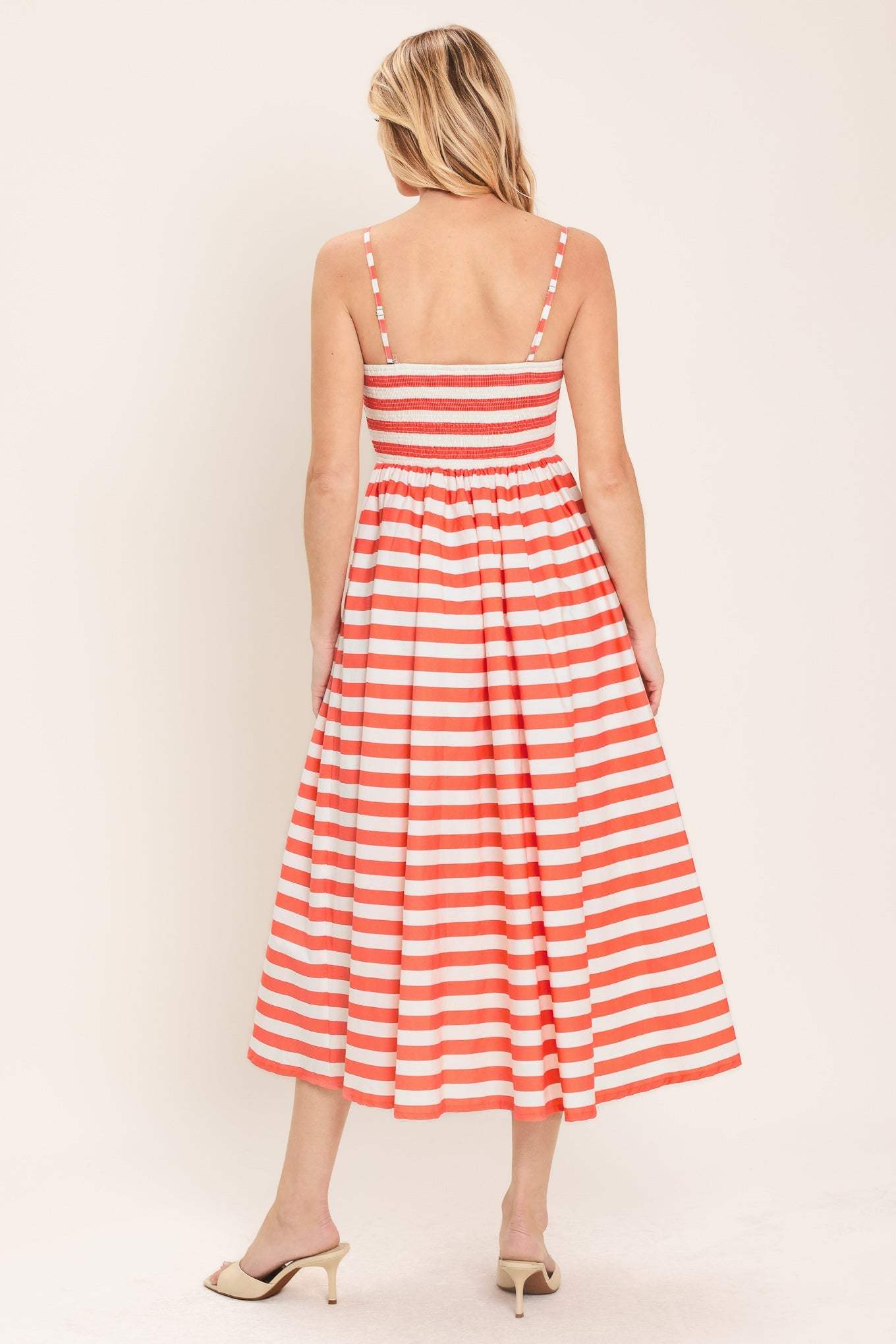BOARDWALK STRIPE WOVEN MIDI DRESS