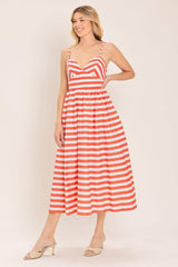 BOARDWALK STRIPE WOVEN MIDI DRESS