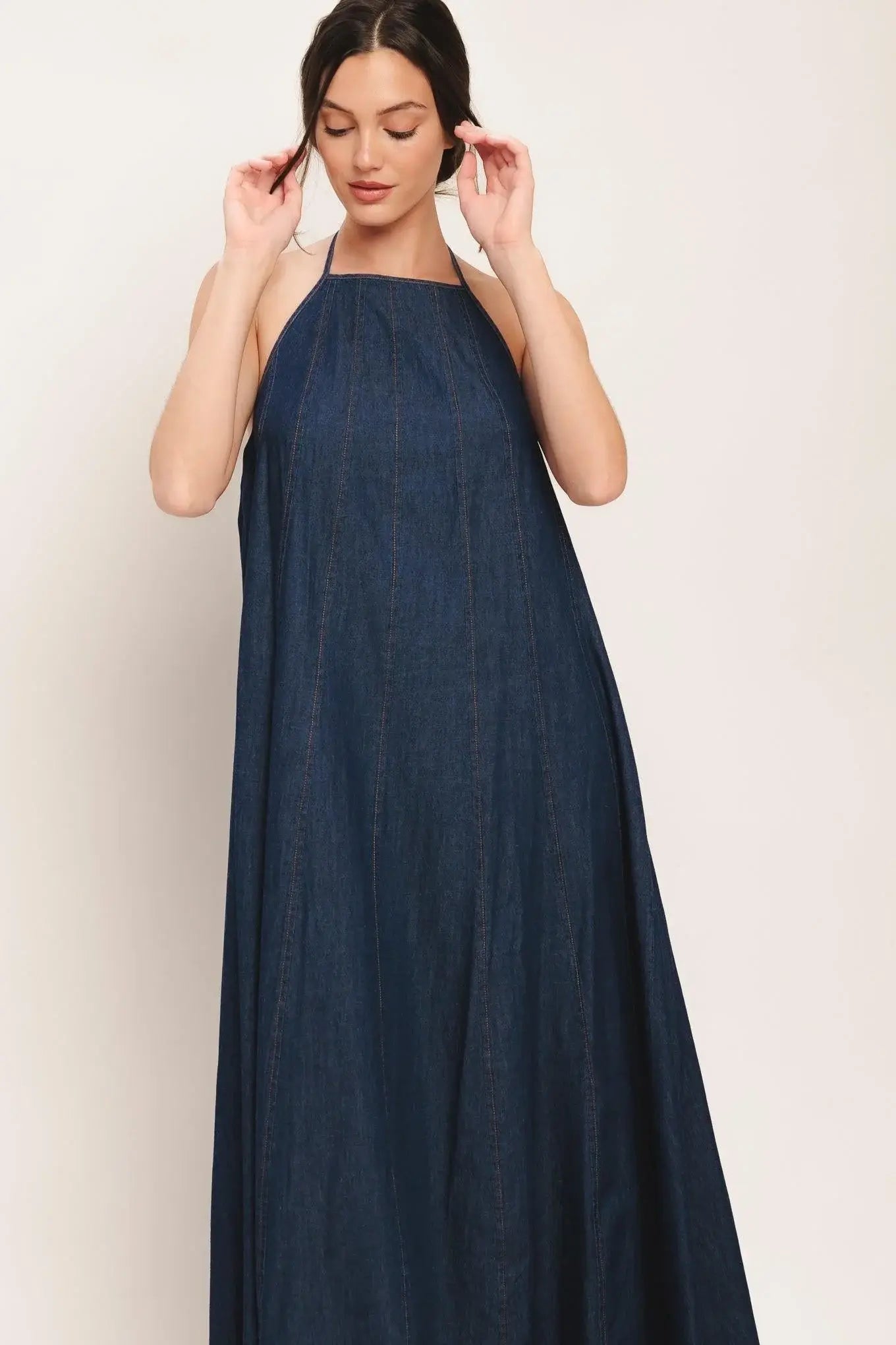 QUIET STATEMENT DENIM MIDI DRESS - Flying Tomato - Flyclothing LLC