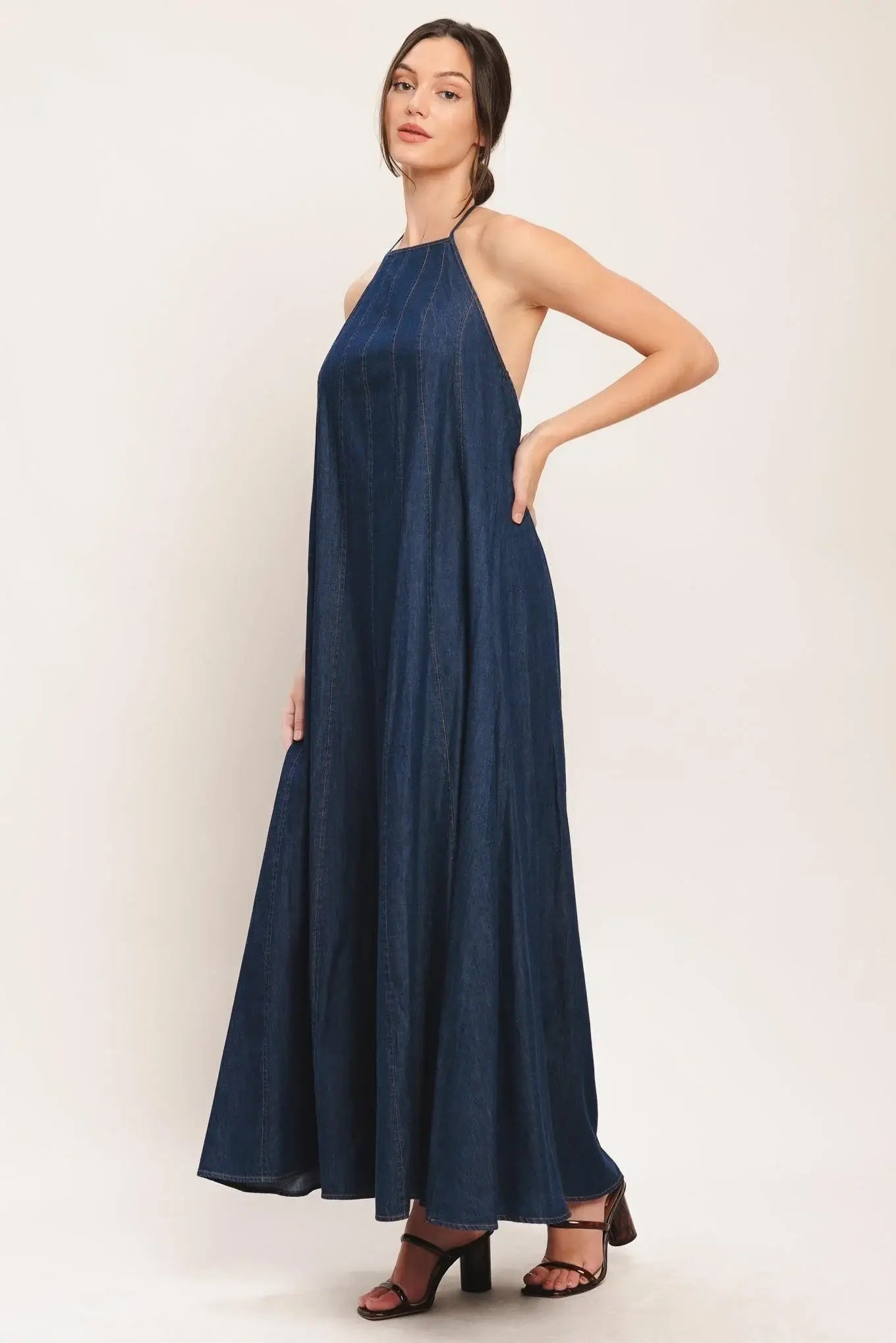 QUIET STATEMENT DENIM MIDI DRESS - Flying Tomato - Flyclothing LLC
