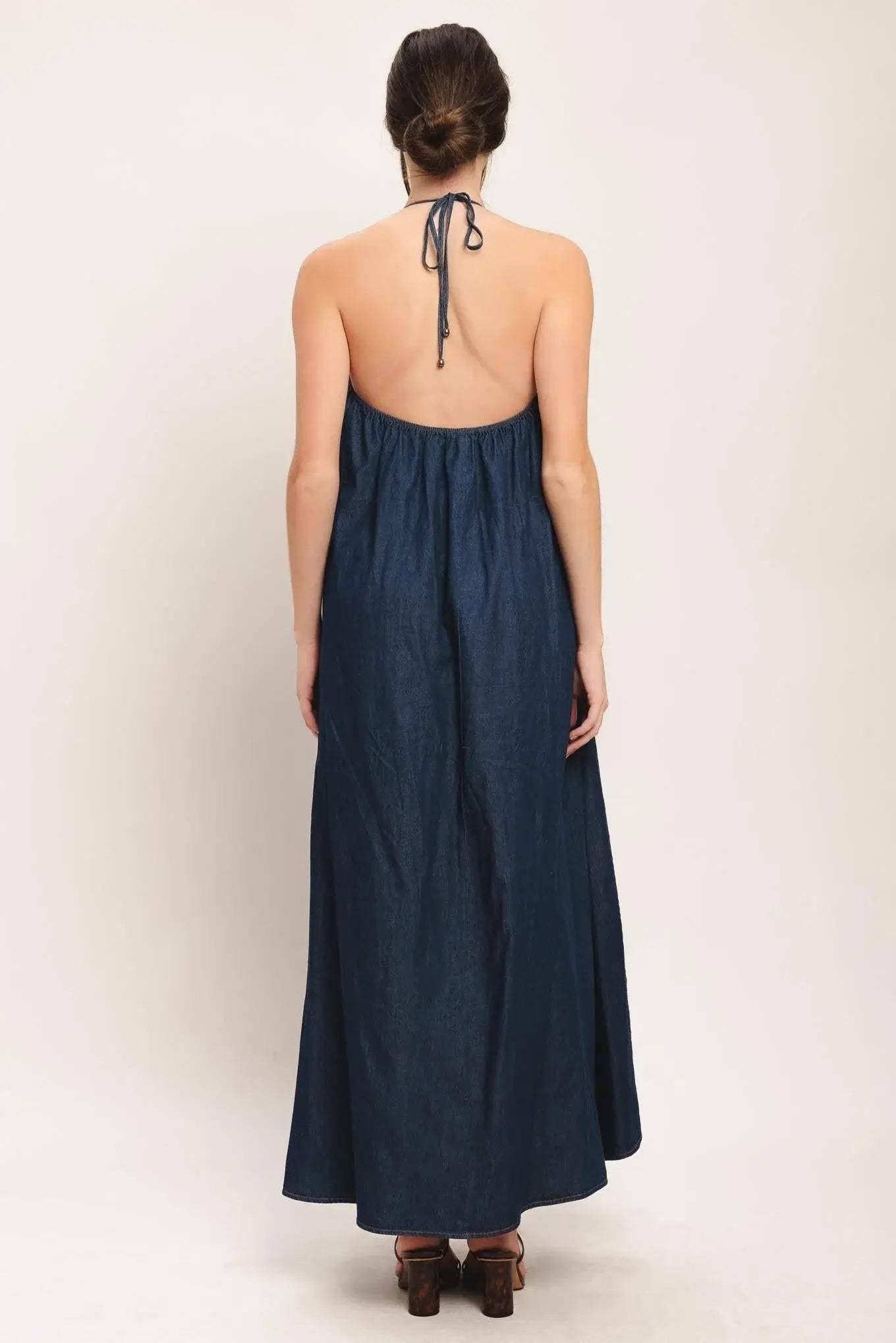 QUIET STATEMENT DENIM MIDI DRESS - Flying Tomato - Flyclothing LLC