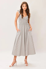 SWEET STRIPE WOVEN MIDI DRESS - Flying Tomato - Flyclothing LLC