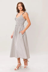 SWEET STRIPE WOVEN MIDI DRESS - Flying Tomato - Flyclothing LLC