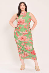 PARADISE GLOW POWER MESH MIDI DRESS - Flying Tomato - Flyclothing LLC