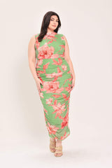 PARADISE GLOW POWER MESH MIDI DRESS - Flying Tomato - Flyclothing LLC