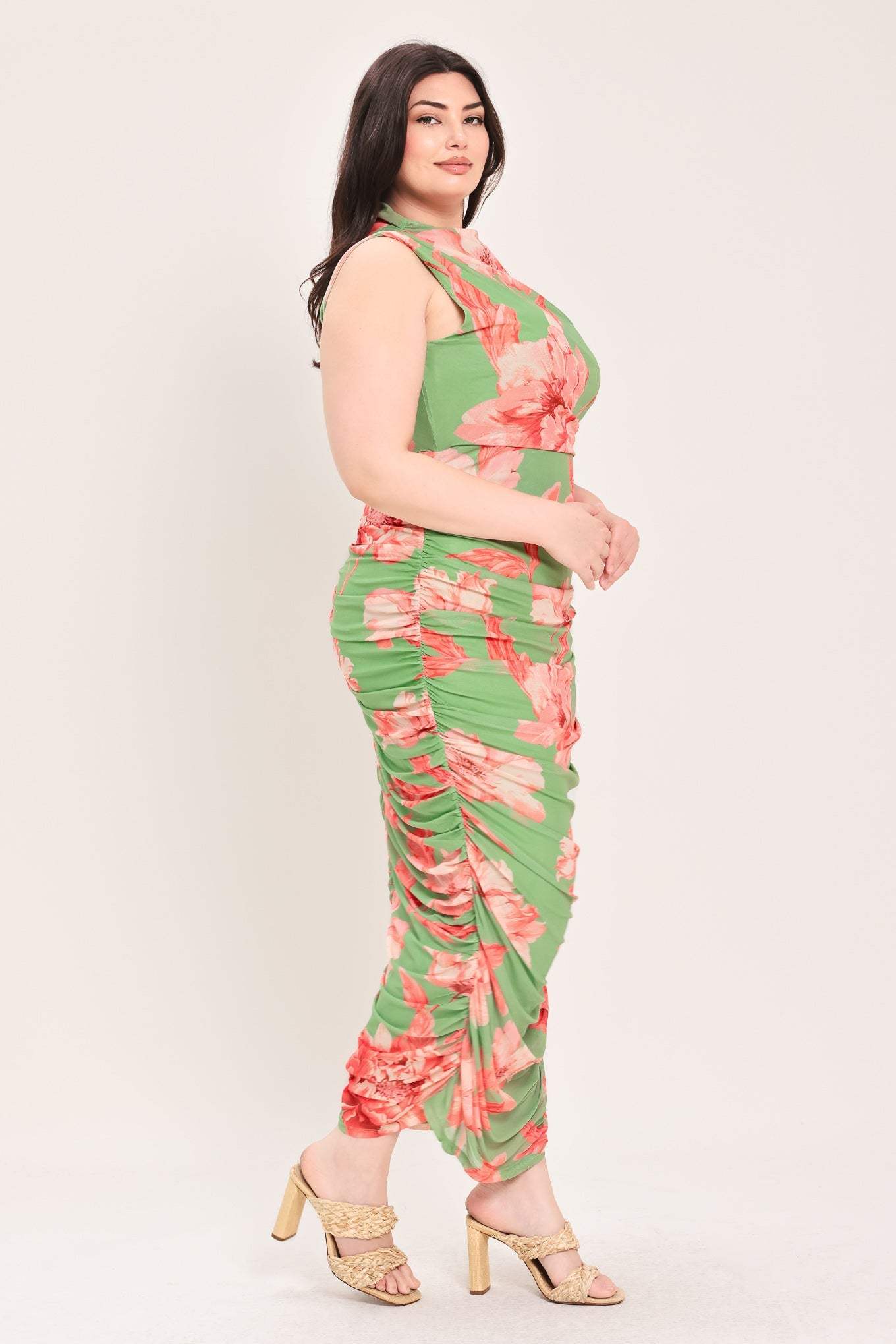 PARADISE GLOW POWER MESH MIDI DRESS - Flying Tomato - Flyclothing LLC