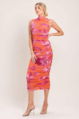 PARADISE GLOW POWER MESH MIDI DRESS - Flying Tomato - Flyclothing LLC