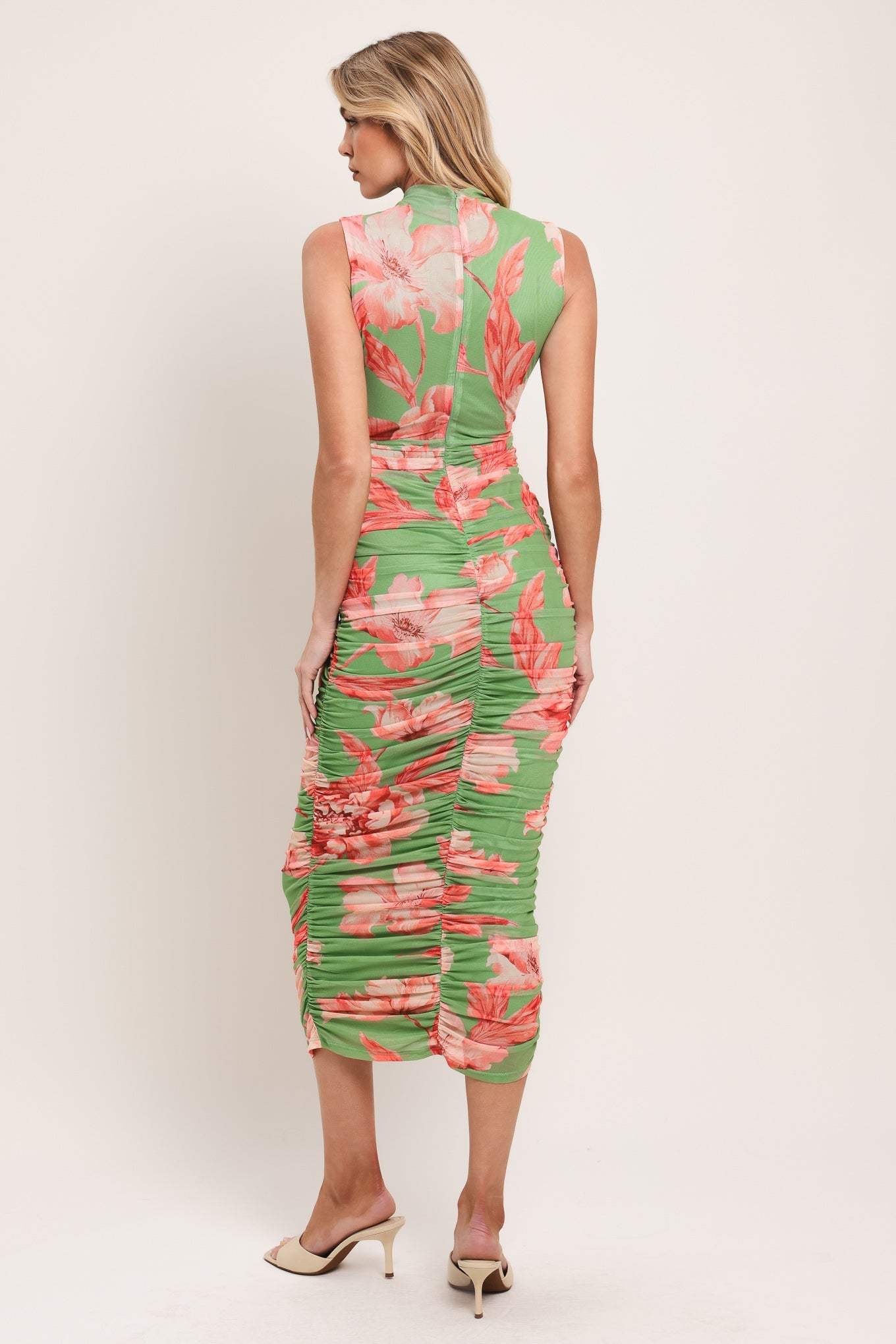 PARADISE GLOW POWER MESH MIDI DRESS - Flying Tomato - Flyclothing LLC