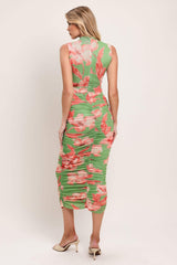 PARADISE GLOW POWER MESH MIDI DRESS - Flying Tomato - Flyclothing LLC