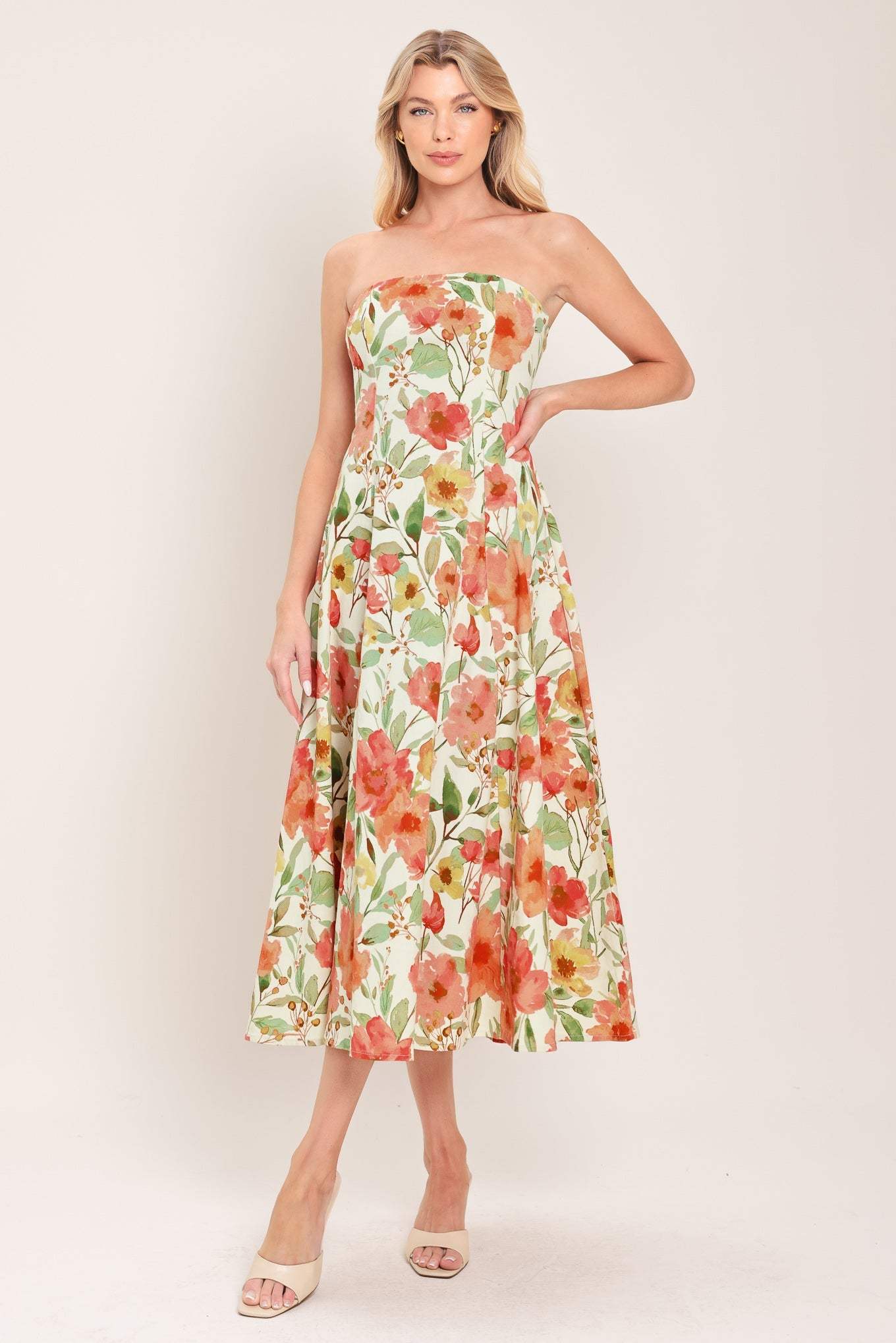 FLORAL DAYDREAM WOVEN MIDI DRESS