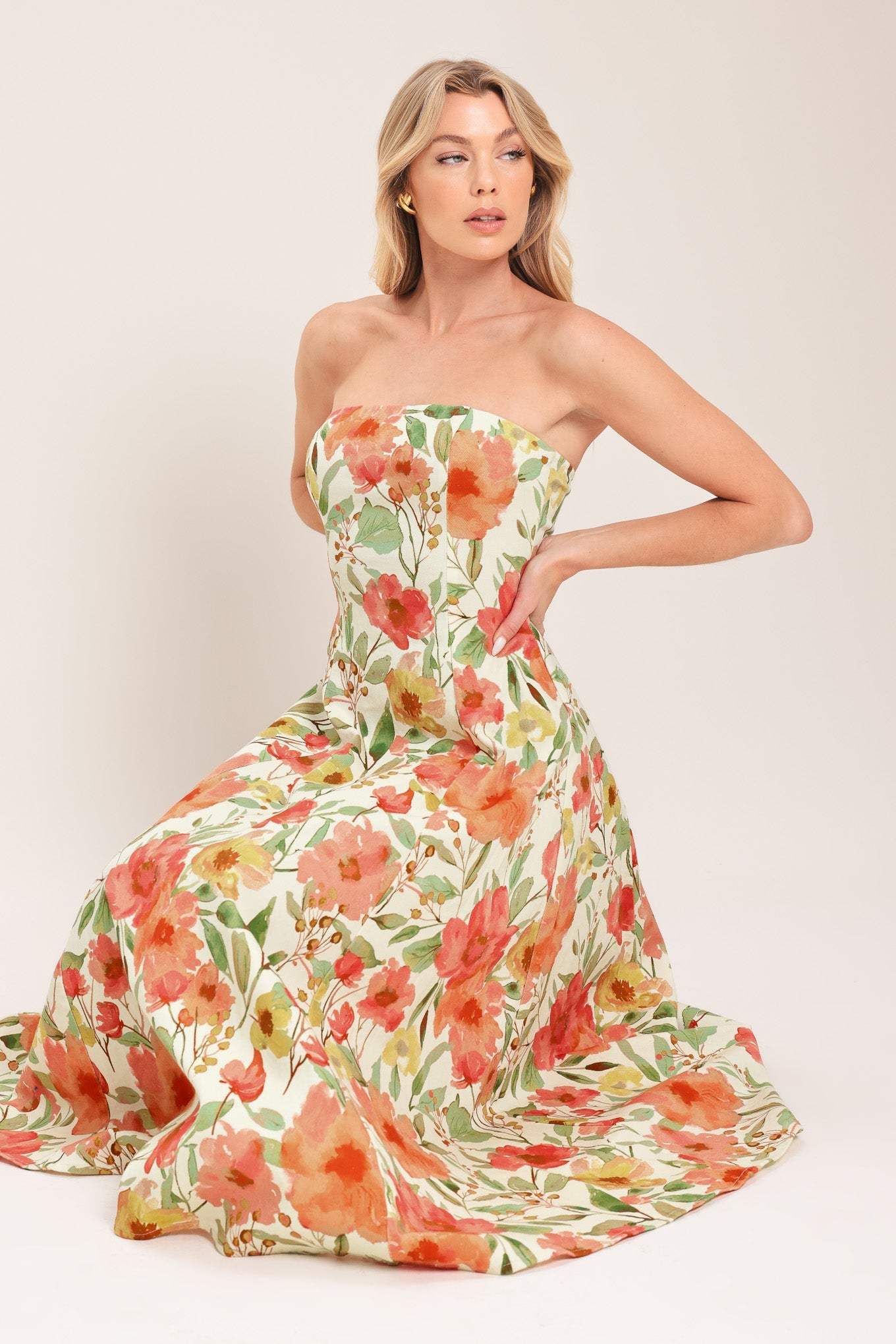 FLORAL DAYDREAM WOVEN MIDI DRESS
