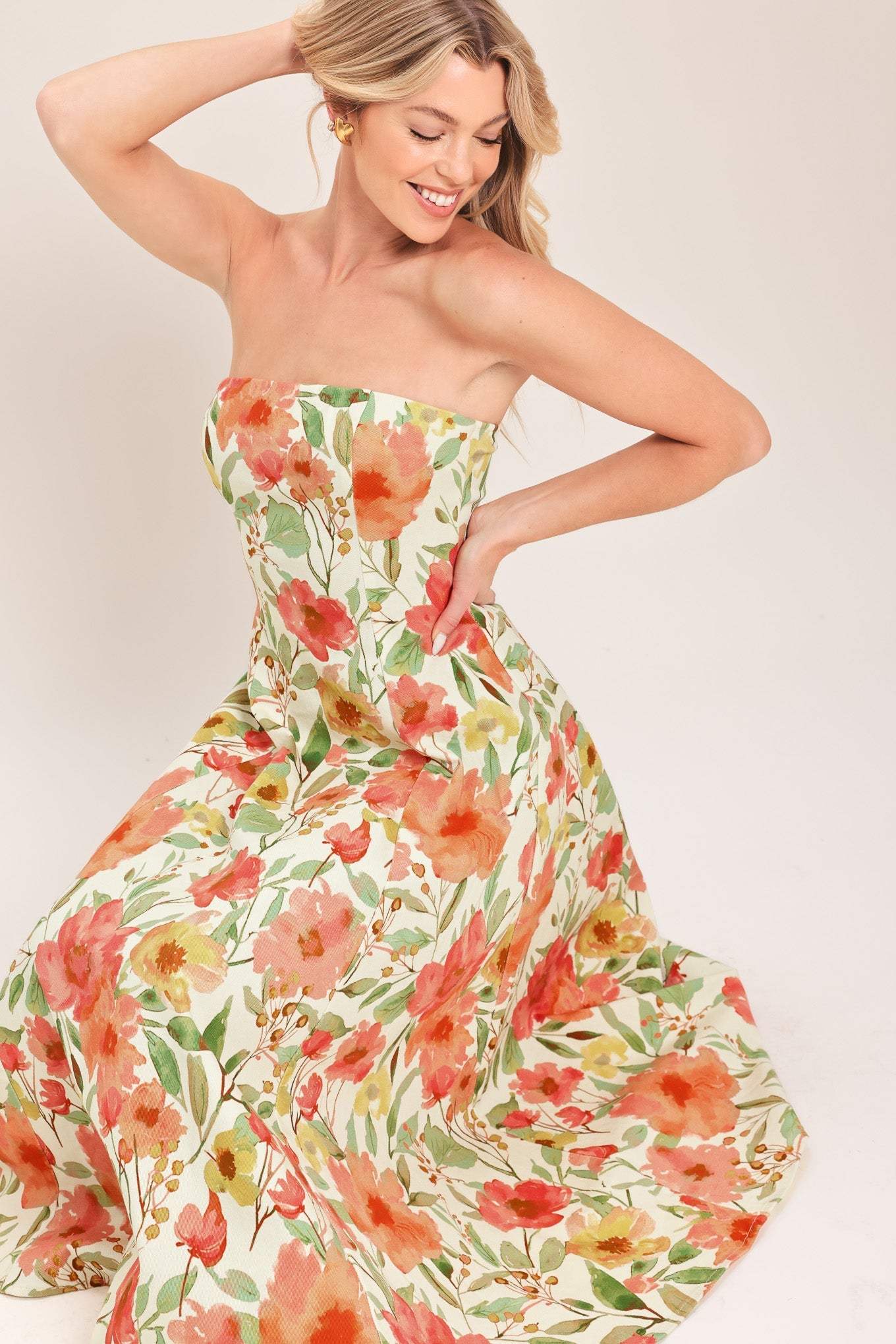 FLORAL DAYDREAM WOVEN MIDI DRESS