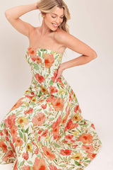 FLORAL DAYDREAM WOVEN MIDI DRESS