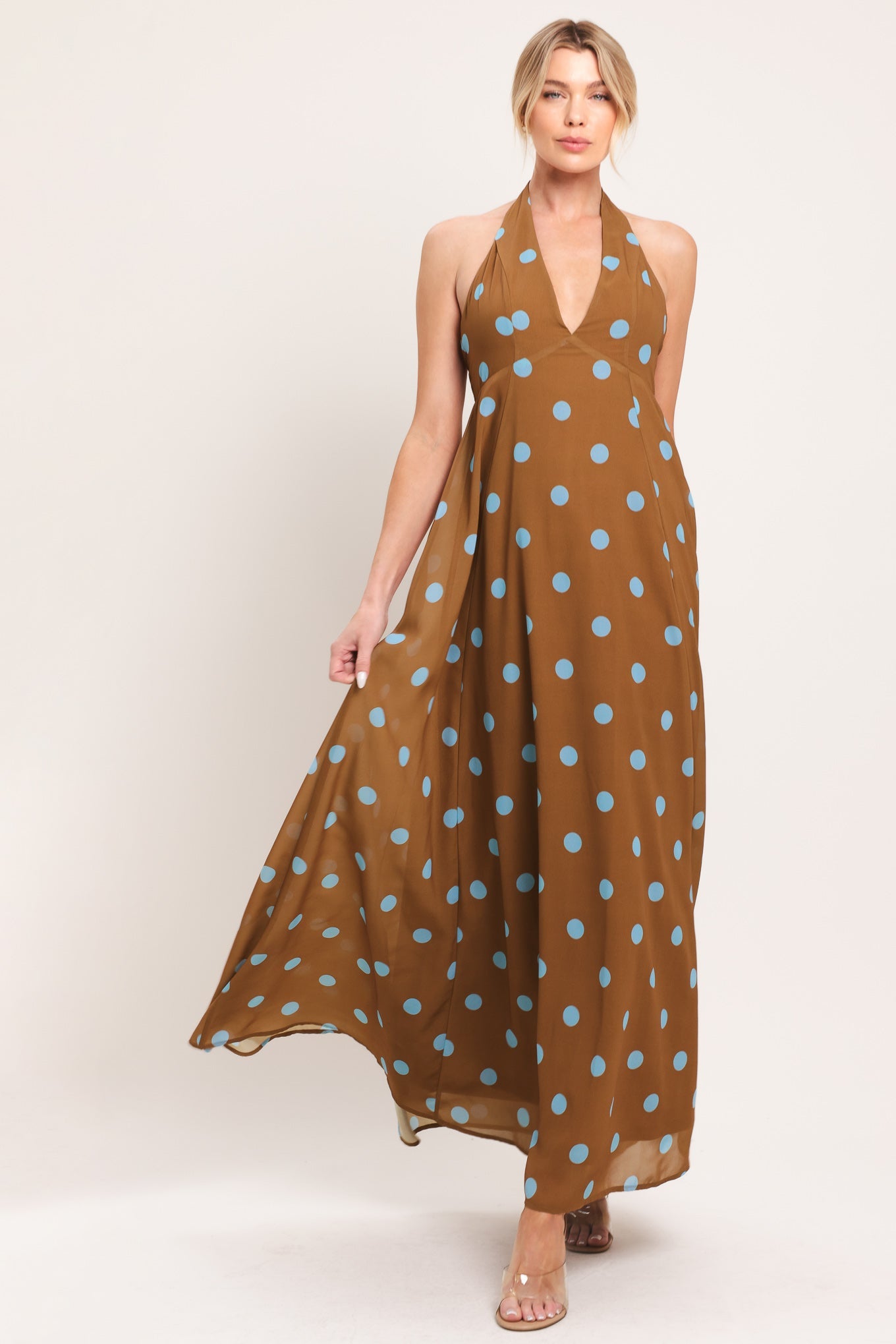 DOTTY LOVE WOVEN MIDI DRESS - Flying Tomato - Flyclothing LLC