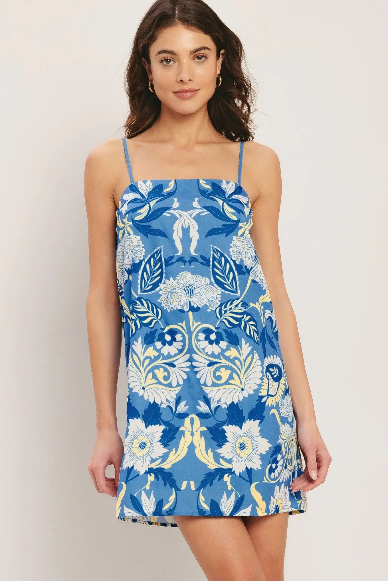 SANTORINI SKY WOVEN MINI SHIFT DRESS - Flying Tomato - Flyclothing LLC