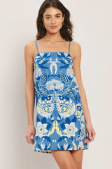 SANTORINI SKY WOVEN MINI SHIFT DRESS - Flying Tomato - Flyclothing LLC