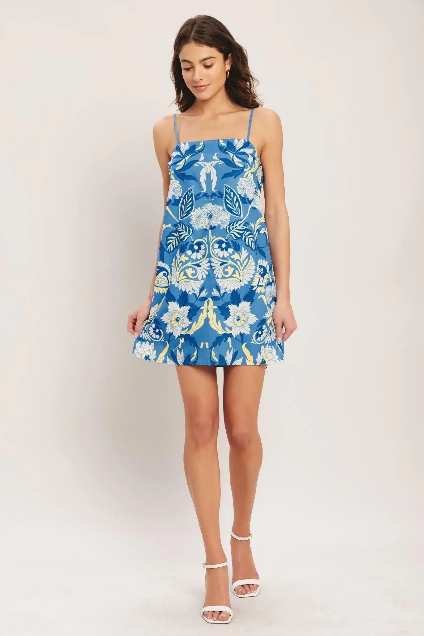 SANTORINI SKY WOVEN MINI SHIFT DRESS - Flying Tomato - Flyclothing LLC