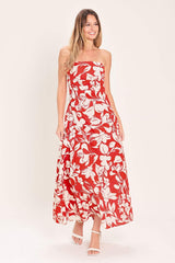 VIBRANT PETAL WOVEN MIDI DRESS - Flying Tomato - Flyclothing LLC
