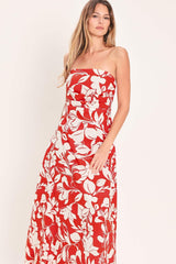 VIBRANT PETAL WOVEN MIDI DRESS - Flying Tomato - Flyclothing LLC