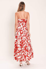 VIBRANT PETAL WOVEN MIDI DRESS - Flying Tomato - Flyclothing LLC
