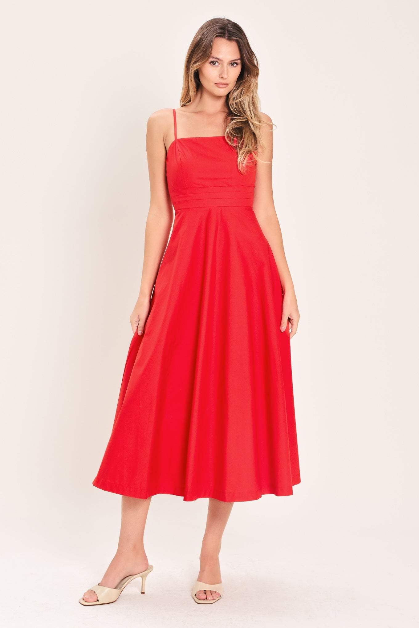 MODERN ROMANCE WOVEN MIDI DRESS - Flying Tomato - Flyclothing LLC