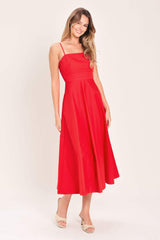 MODERN ROMANCE WOVEN MIDI DRESS - Flying Tomato - Flyclothing LLC