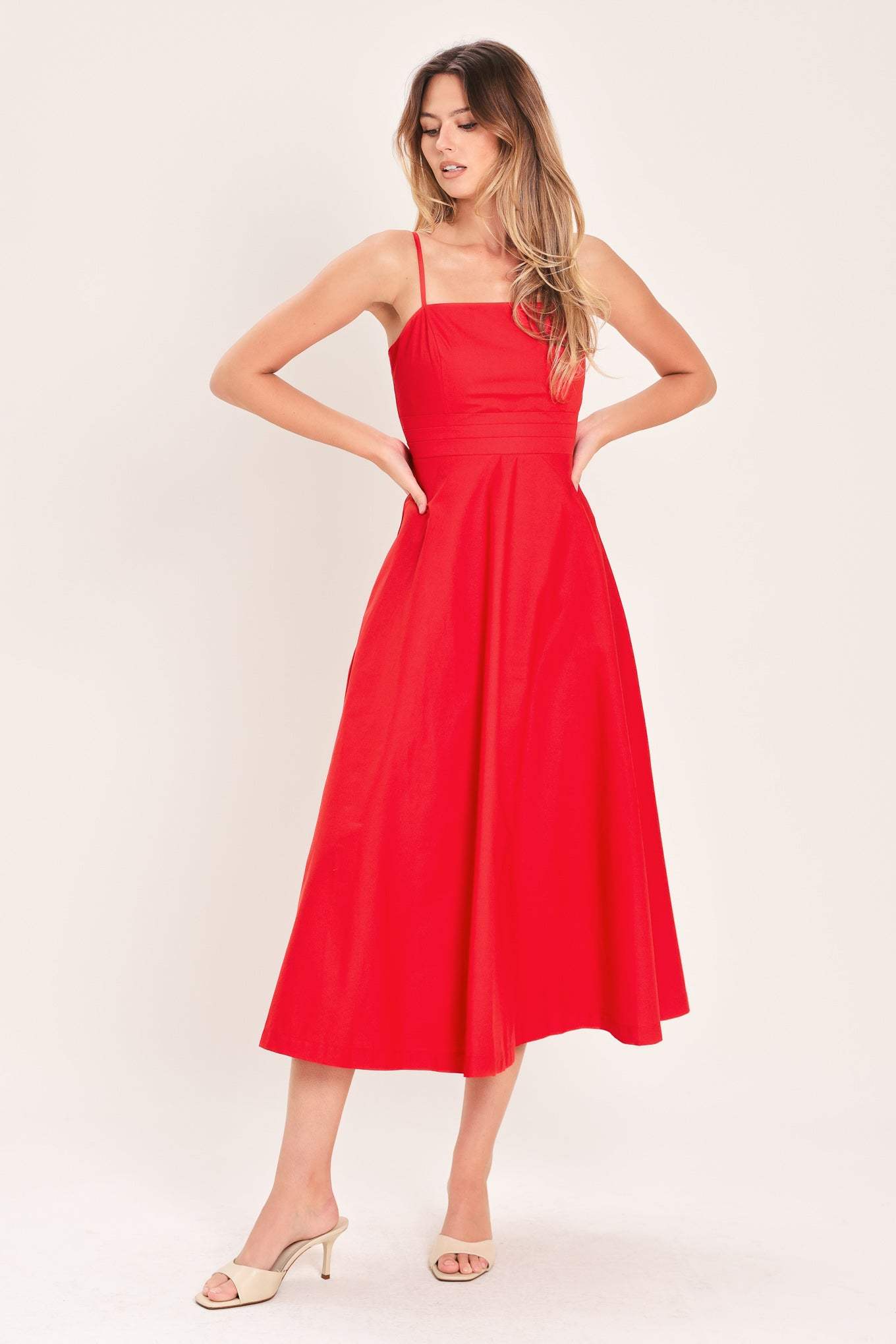 MODERN ROMANCE WOVEN MIDI DRESS - Flying Tomato - Flyclothing LLC
