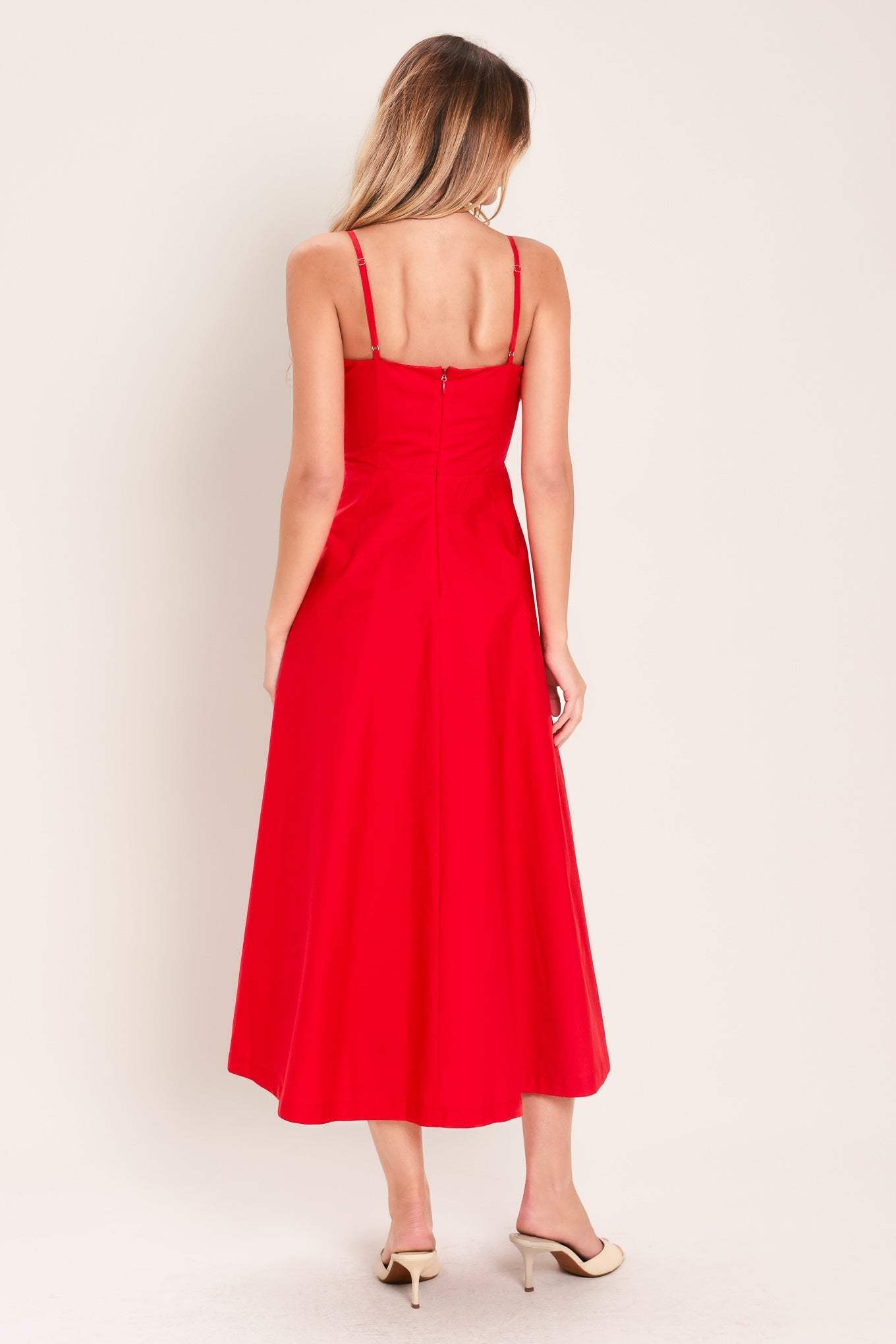 MODERN ROMANCE WOVEN MIDI DRESS - Flying Tomato - Flyclothing LLC
