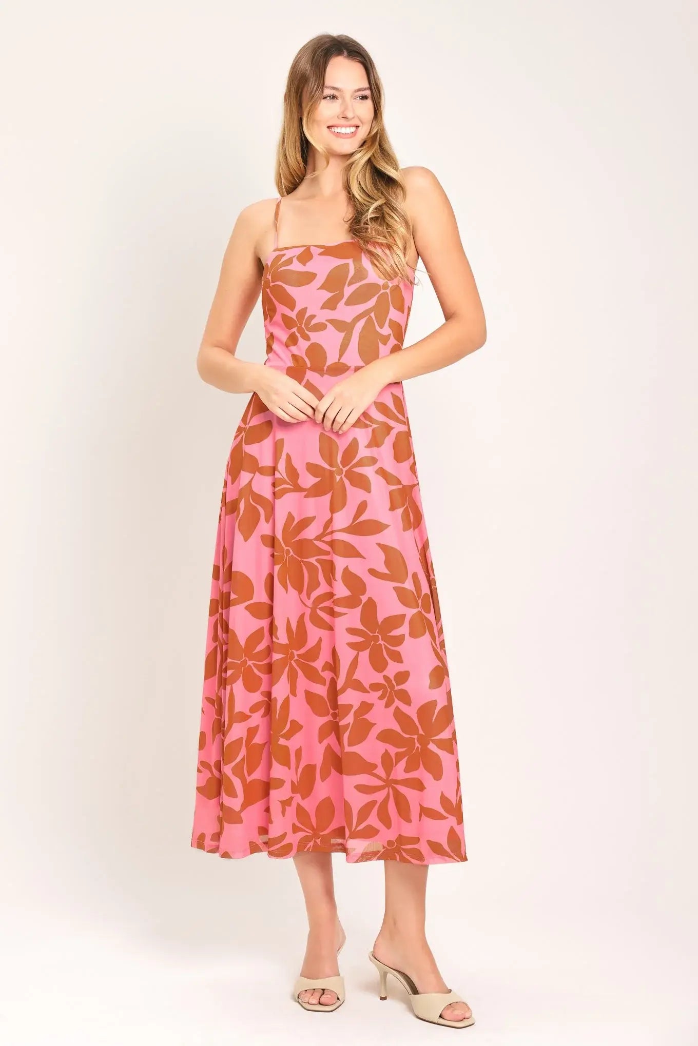ROSY HAVEN POWER MESH MIDI DRESS - Flying Tomato - Flyclothing LLC