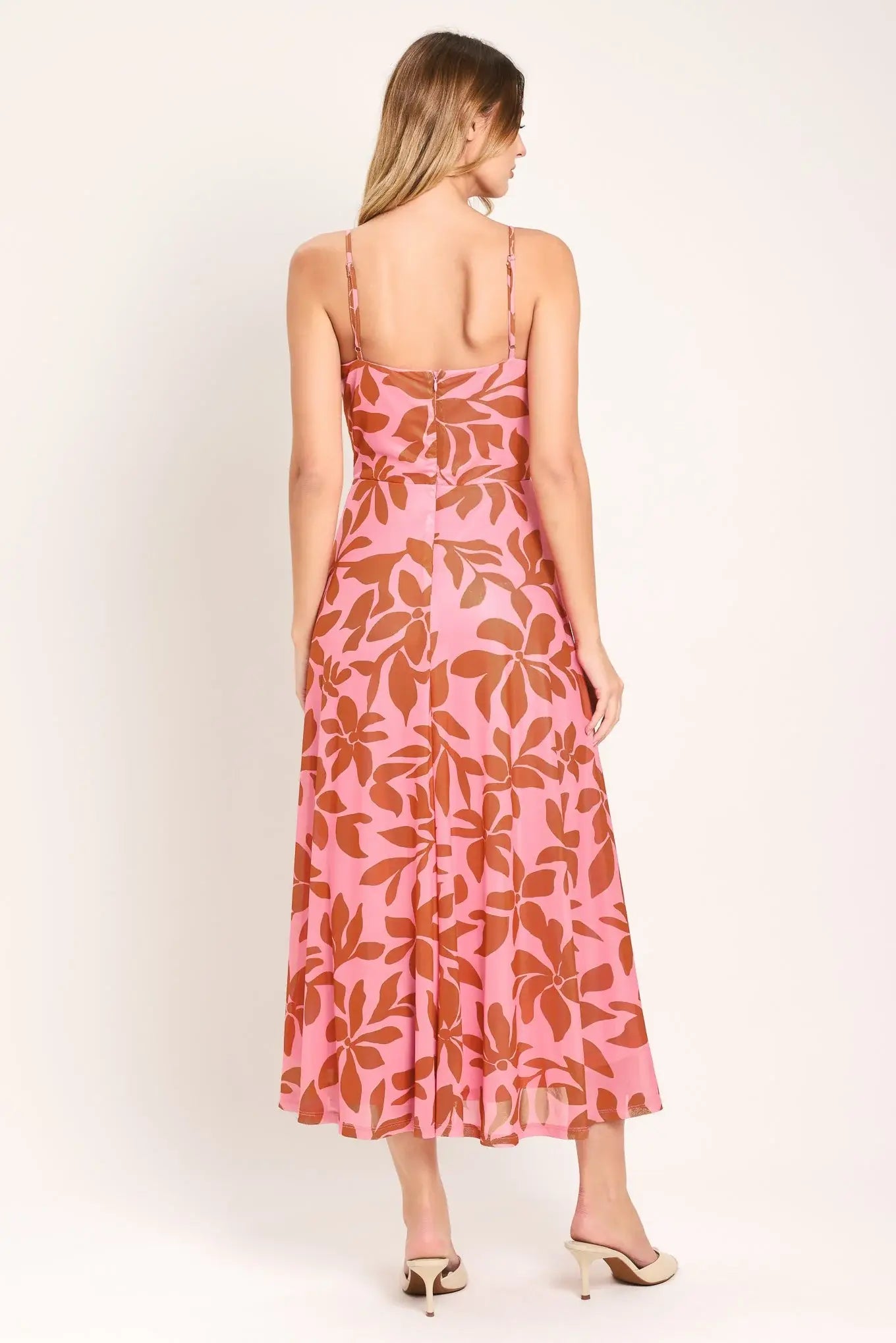 ROSY HAVEN POWER MESH MIDI DRESS - Flying Tomato - Flyclothing LLC