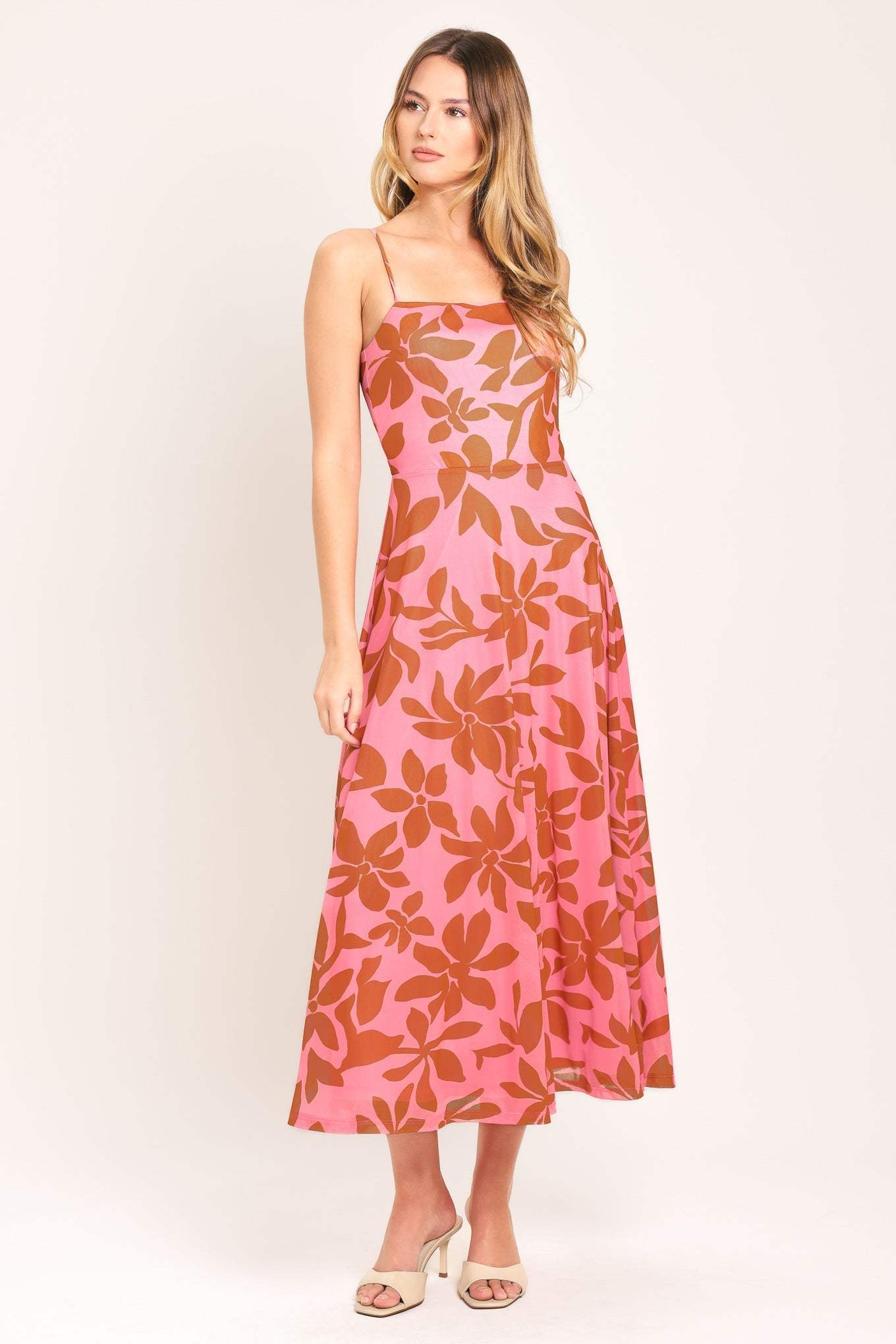 ROSY HAVEN POWER MESH MIDI DRESS - Flying Tomato - Flyclothing LLC