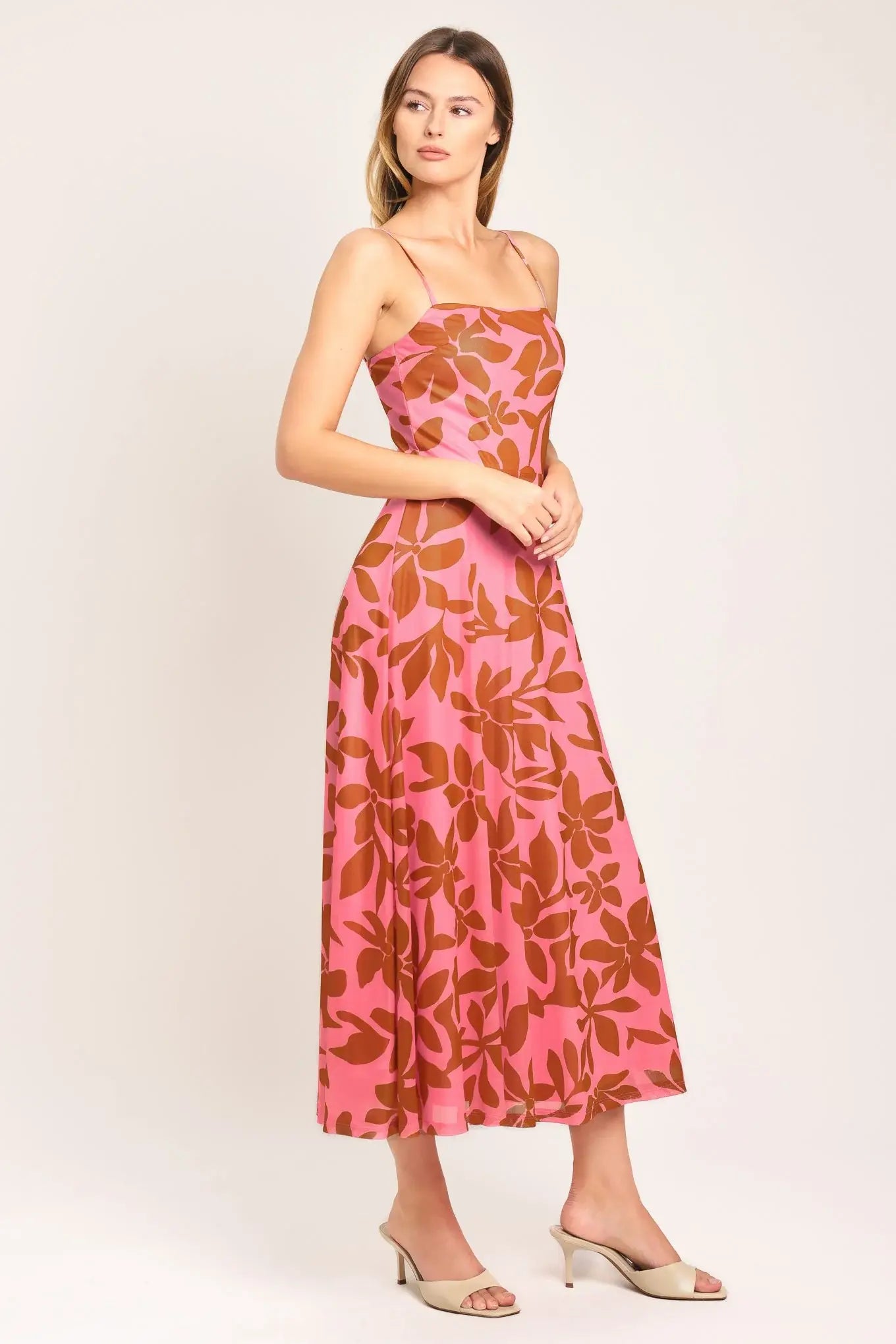 ROSY HAVEN POWER MESH MIDI DRESS - Flying Tomato - Flyclothing LLC