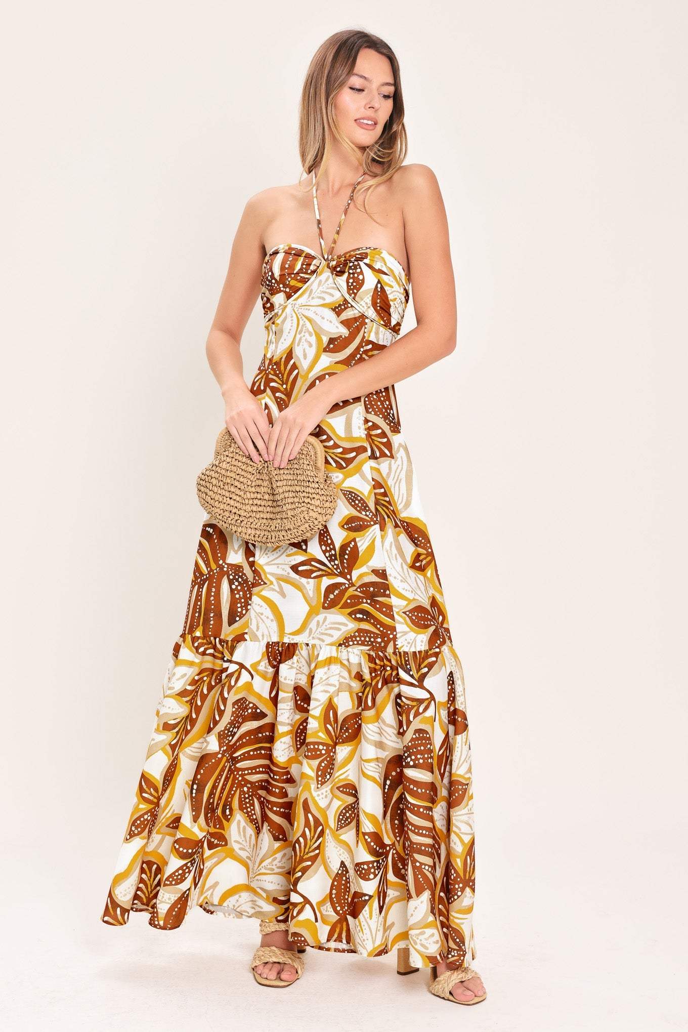 AMBER PALM PARADISE WOVEN MAXI DRESS - Flying Tomato - Flyclothing LLC