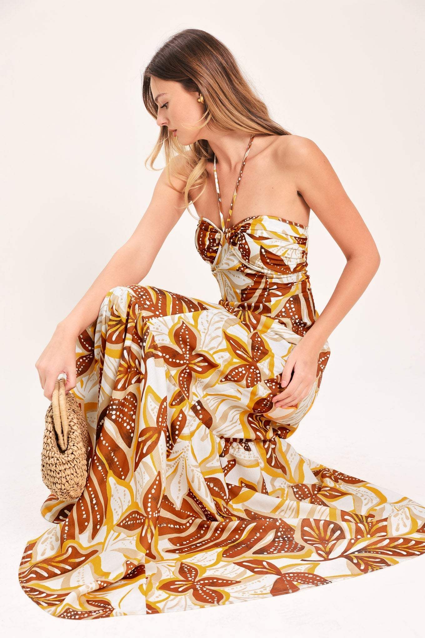 AMBER PALM PARADISE WOVEN MAXI DRESS - Flying Tomato - Flyclothing LLC
