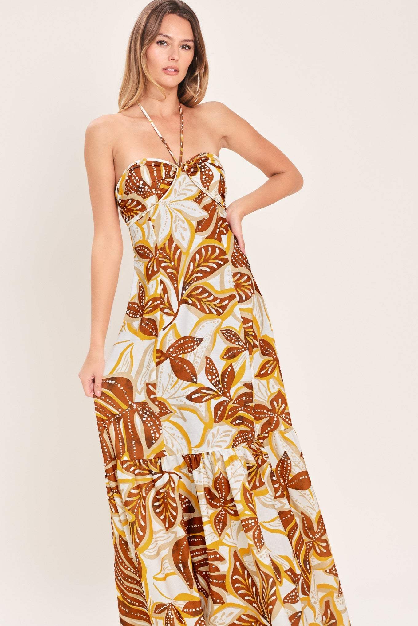 AMBER PALM PARADISE WOVEN MAXI DRESS - Flying Tomato - Flyclothing LLC