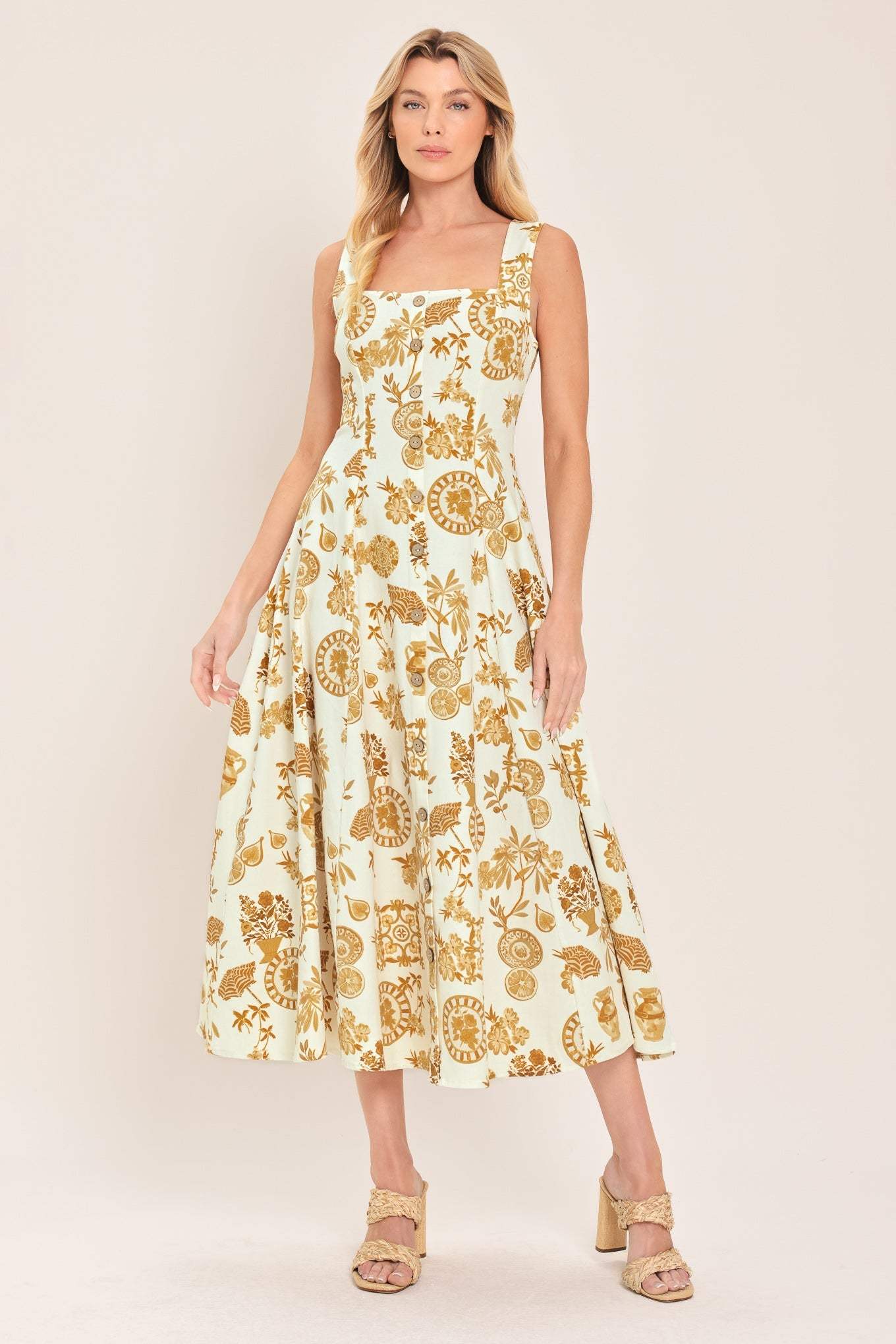 CITRUS COAST WOVEN MIDI DRESS - Flying Tomato - Flyclothing LLC