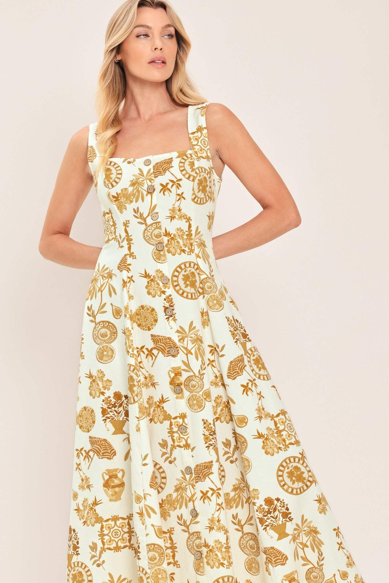 CITRUS COAST WOVEN MIDI DRESS - Flying Tomato - Flyclothing LLC