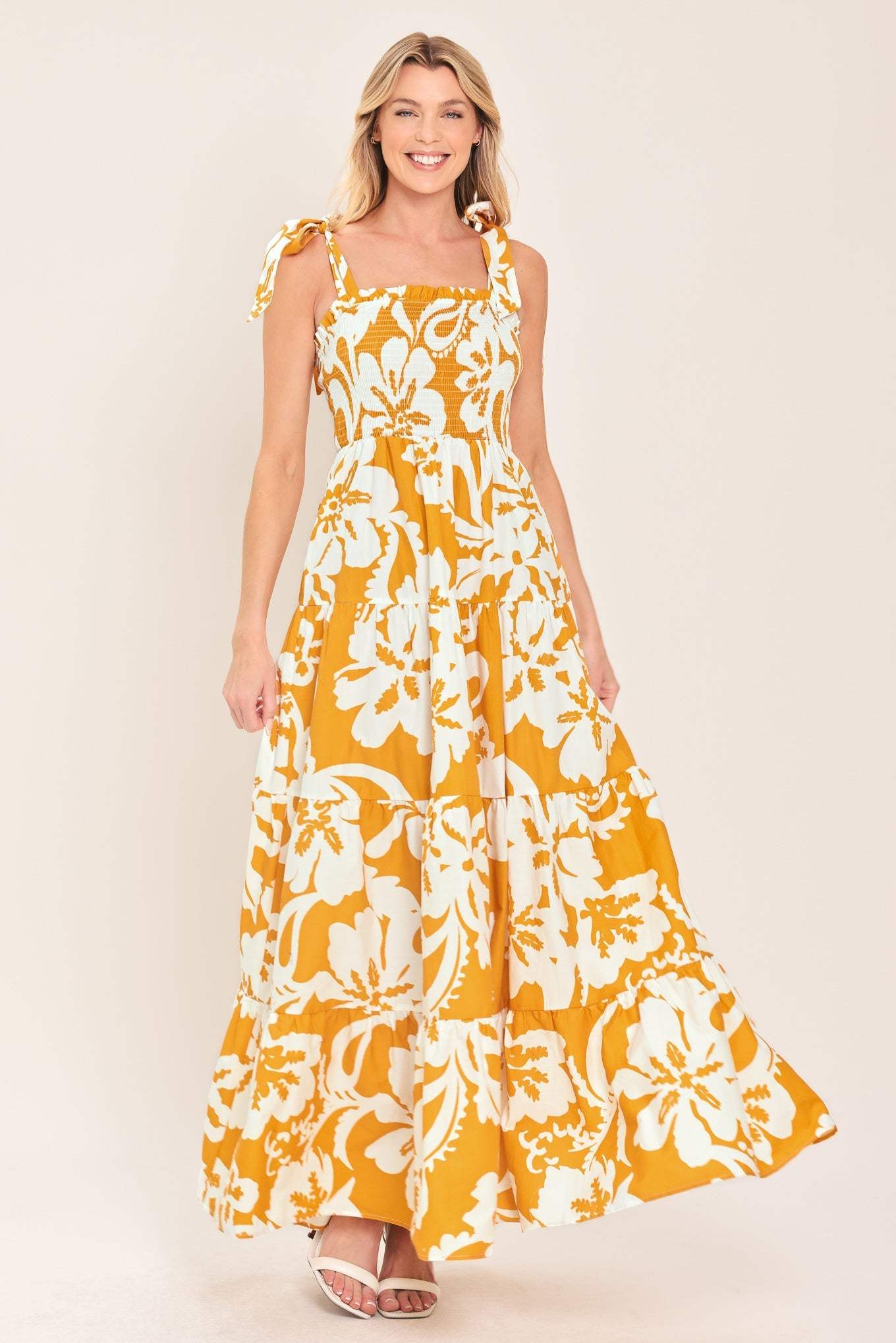 TROPICALLY YOURS WOVEN MAXI DRESS l FLYING TOMATO BLUE / M