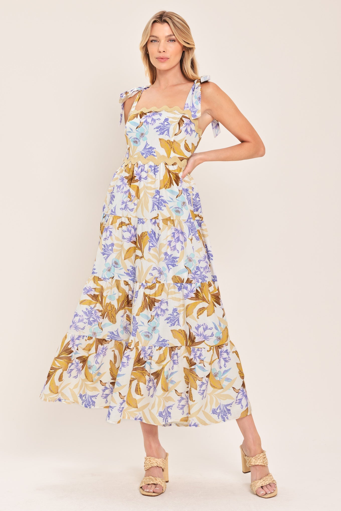 SOFTLY SUNKISSED WOVEN MIDI DRESS - Flying Tomato - Flyclothing LLC