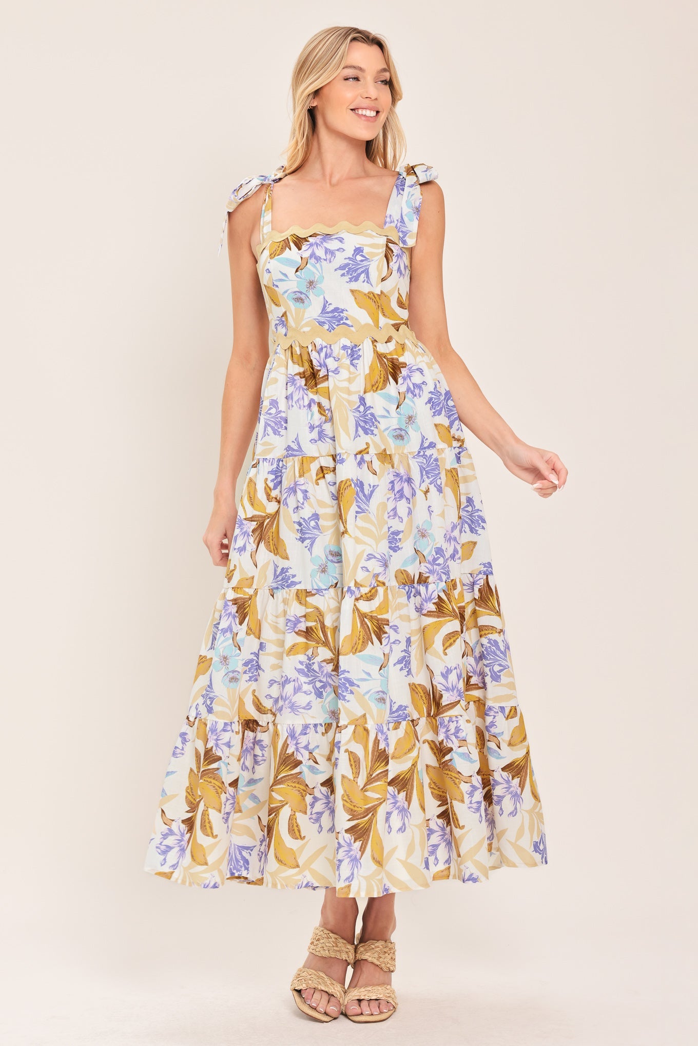 SOFTLY SUNKISSED WOVEN MIDI DRESS - Flying Tomato - Flyclothing LLC