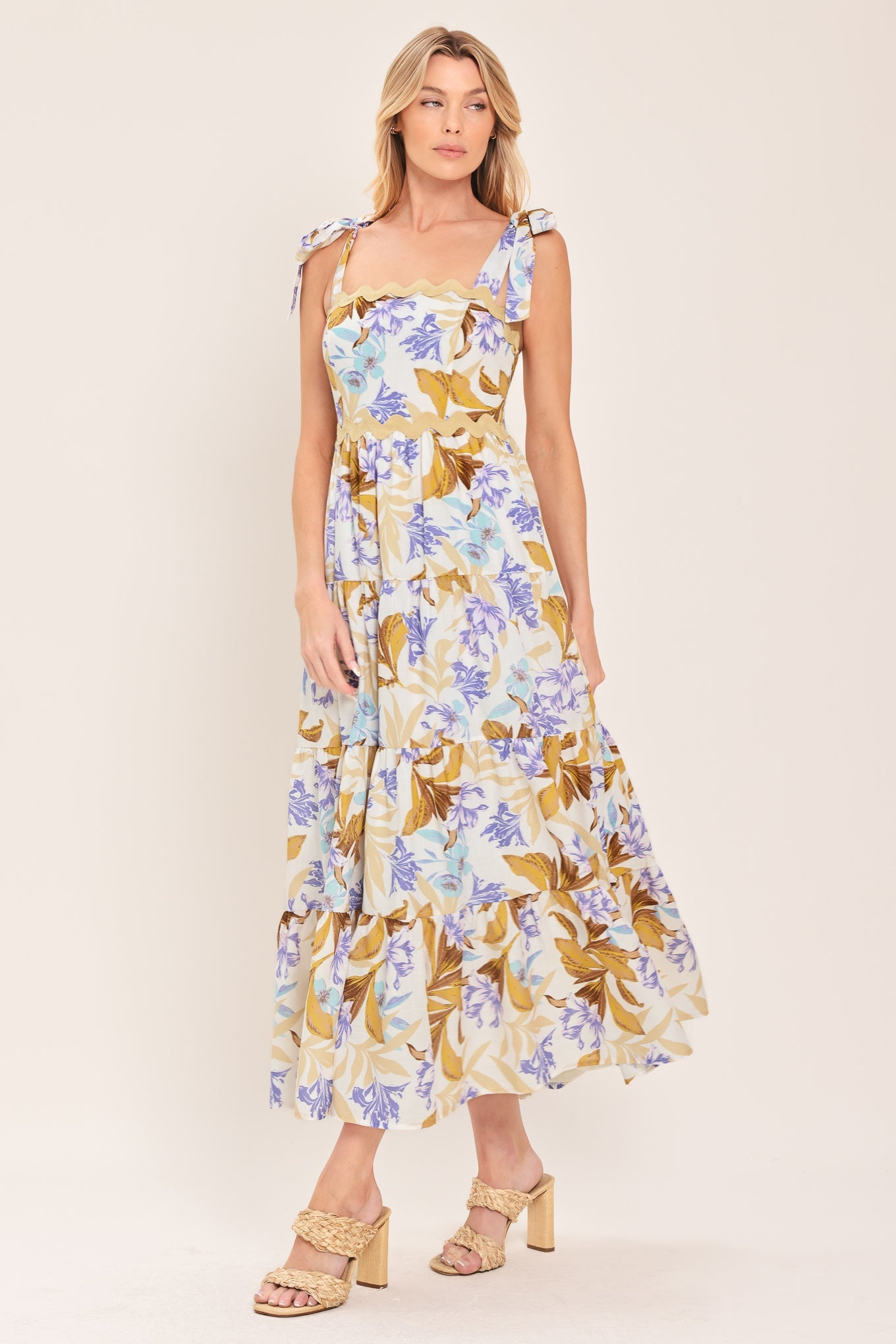 SOFTLY SUNKISSED WOVEN MIDI DRESS - Flying Tomato - Flyclothing LLC