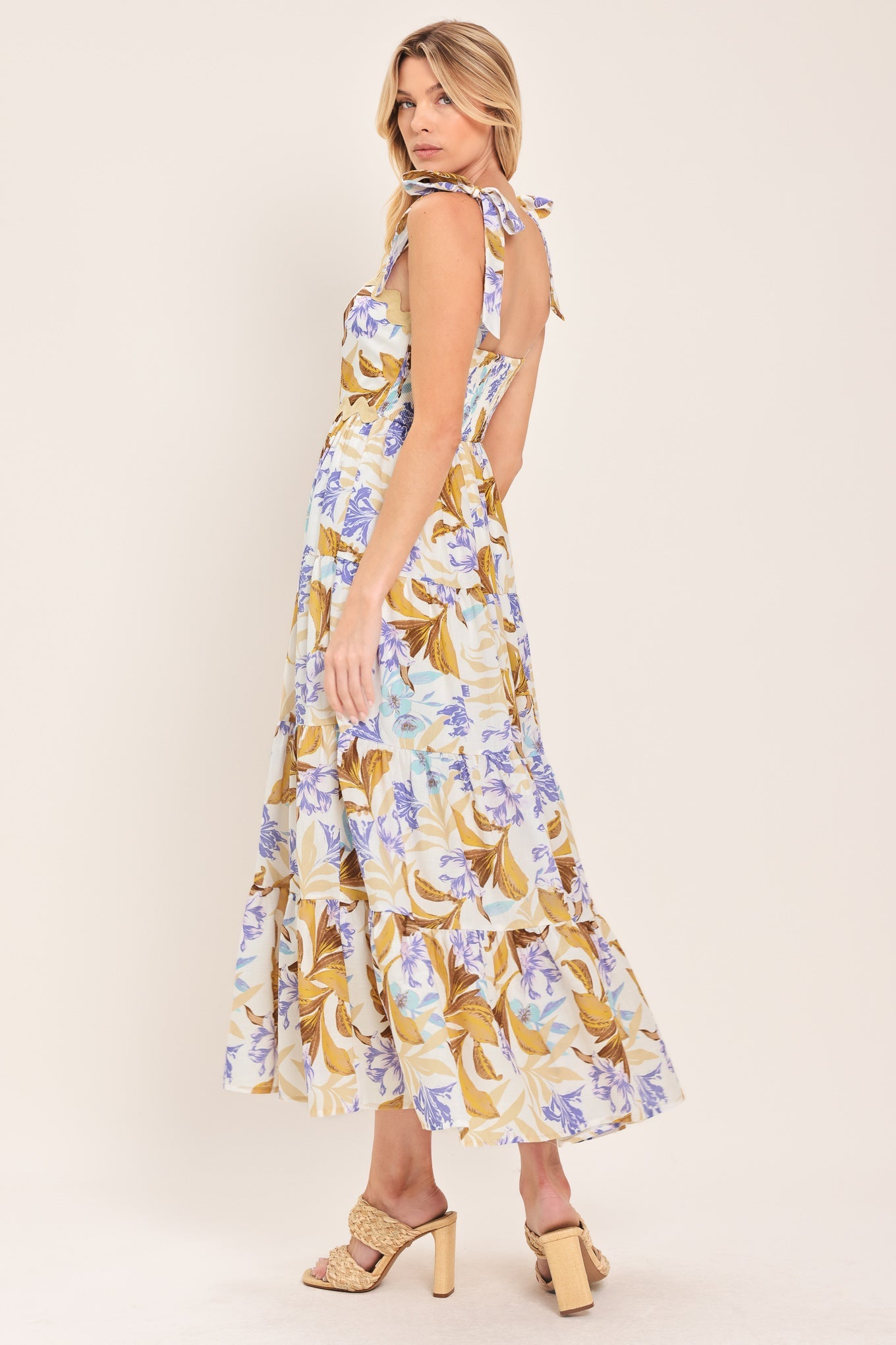 SOFTLY SUNKISSED WOVEN MIDI DRESS - Flying Tomato - Flyclothing LLC